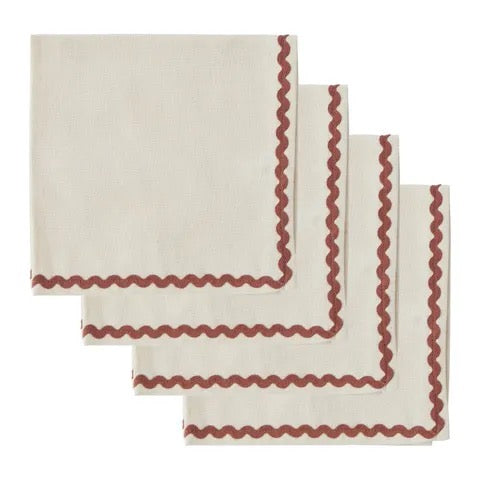Orla S/4 Cotton Napkins 40cm Ivory/Russet