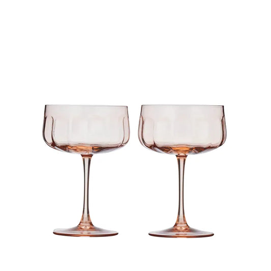 Studio Glass Coupe 11x16cm Peach Set of 2